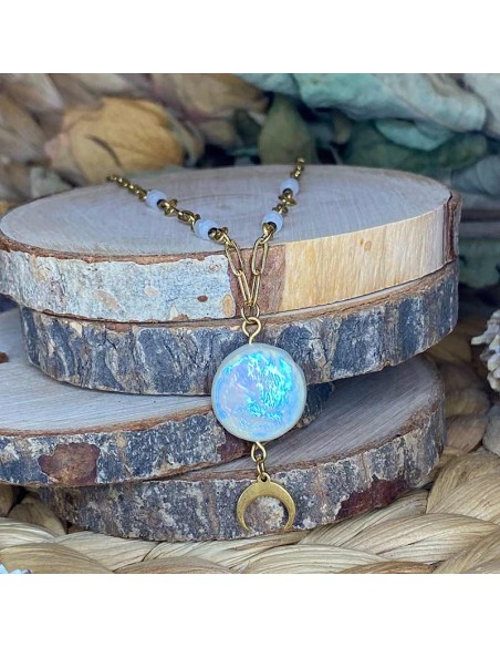 collier pierres naturelles Hématite, Perle d’eau, Pierre de Lune collier pierres naturelles Hématite, Perle d’eau, Pierre de Lune