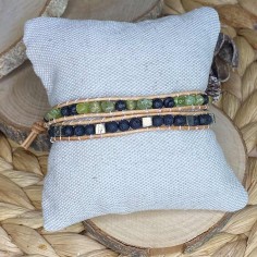 bracelet pyrite, pierre de lave et péridot