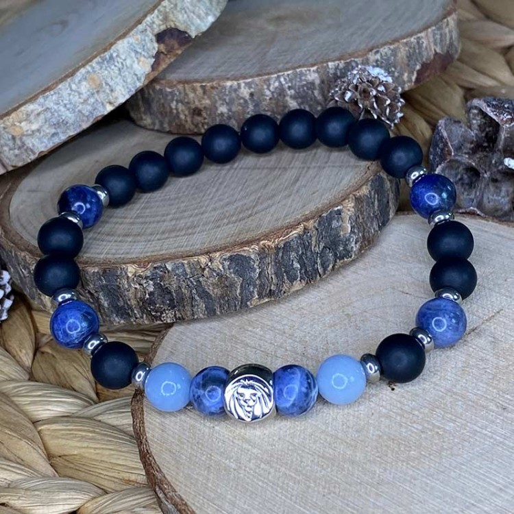 bracelet en onyx, sodalite, angélite