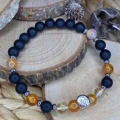 bracelet lithothérapie onyx, citrine, cornaline