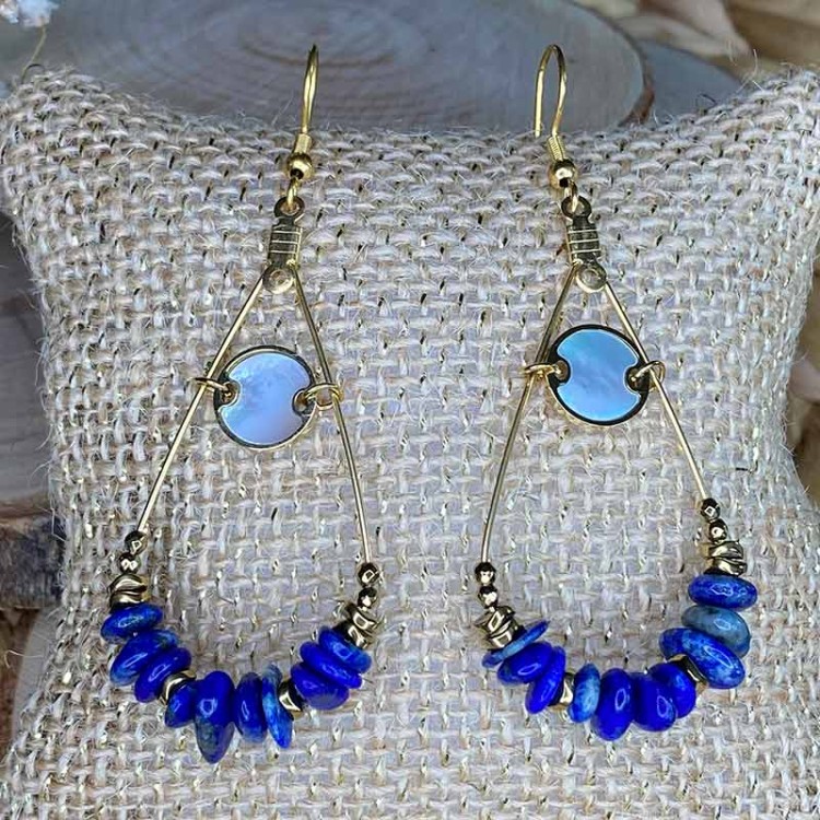 boucles d'oreilles lithothérapie hématite lapis lazuli boucles d'oreilles lithothérapie hématite lapis lazuli
