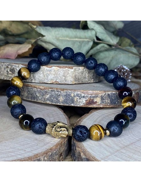 bracelet lithothérapie pierre de lave et oeil de tigre bracelet lithothérapie pierre de lave et oeil de tigre