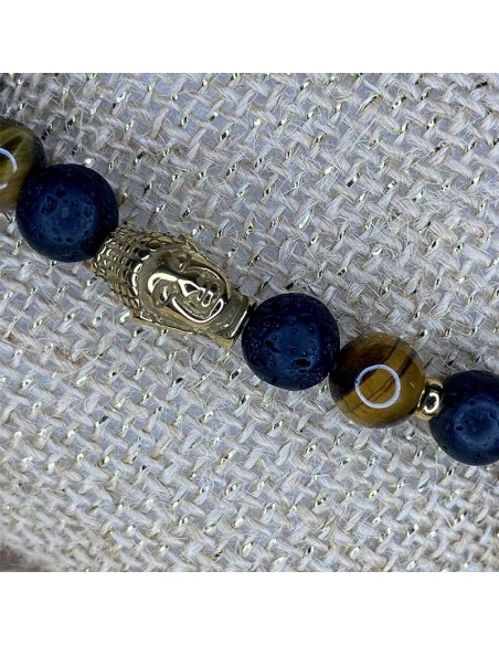 bracelet lithothérapie pierre de lave et oeil de tigre bracelet lithothérapie pierre de lave et oeil de tigre