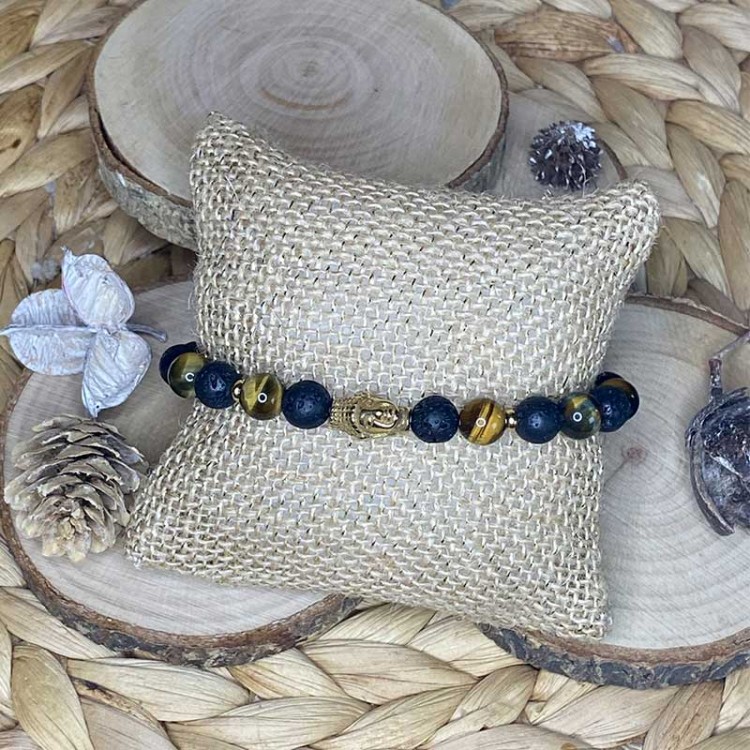 bracelet lithothérapie pierre de lave et oeil de tigre bracelet lithothérapie pierre de lave et oeil de tigre