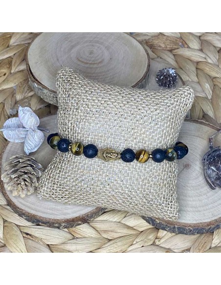 bracelet lithothérapie pierre de lave et oeil de tigre bracelet lithothérapie pierre de lave et oeil de tigre