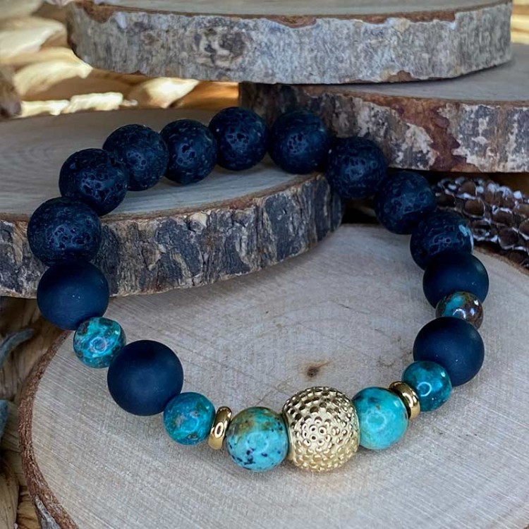bracelet en pierres naturelles bleu appease