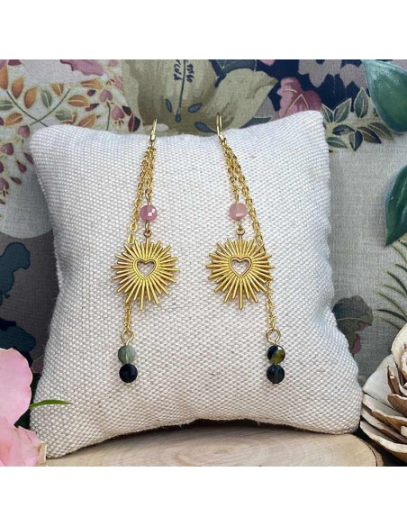 Boucles d'oreilles en pierre naturelle tourmaline