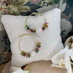 Boucles d'oreilles en pierres naturelles tourmaline quartz rose 2