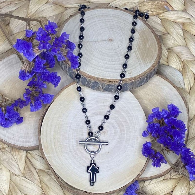 collier onyx et pyrite