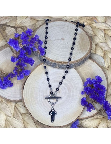 collier onyx et pyrite