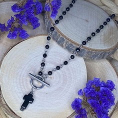 collier onyx et pyrite
