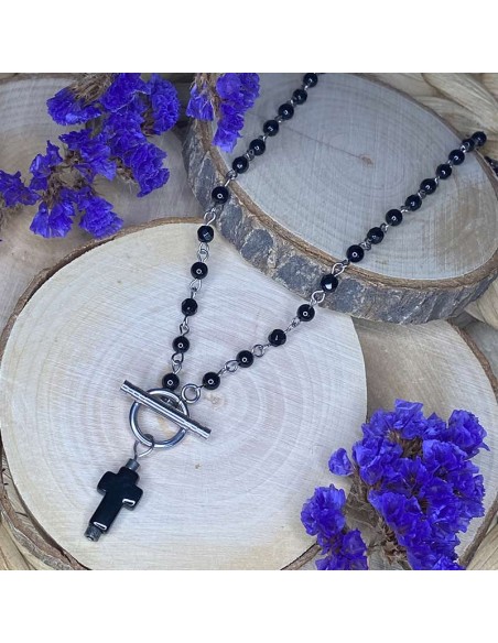 collier onyx et pyrite