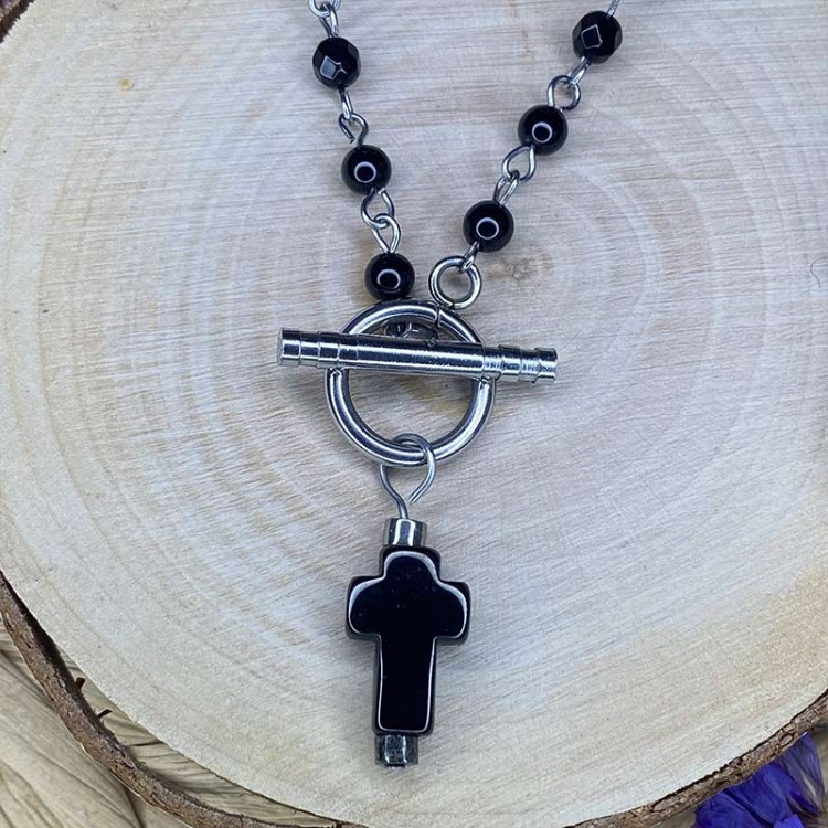 collier onyx et pyrite