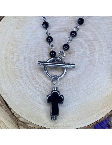 collier onyx et pyrite