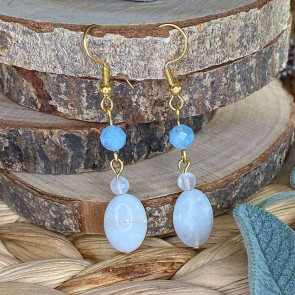 boucles d'oreilles en aigue marine et pierre de lune