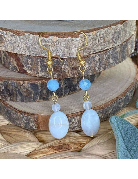 boucles d'oreilles en aigue marine et pierre de lune boucles d'oreilles en aigue marine et pierre de lune
