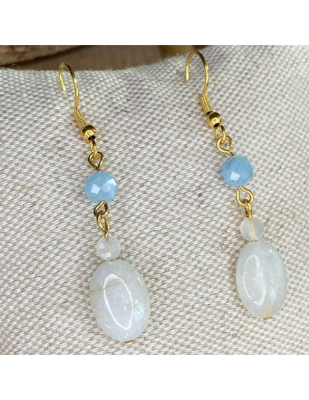 boucles d'oreilles en aigue marine et pierre de lune boucles d'oreilles en aigue marine et pierre de lune