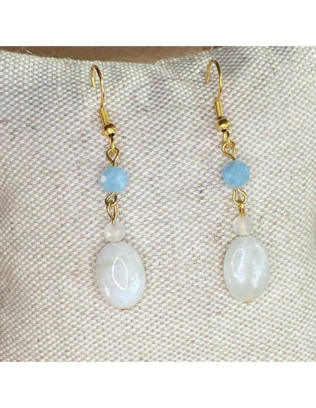 boucles d'oreilles en aigue marine et pierre de lune boucles d'oreilles en aigue marine et pierre de lune