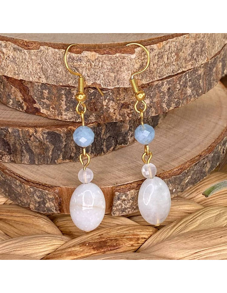 boucles d'oreilles en aigue marine et pierre de lune boucles d'oreilles en aigue marine et pierre de lune
