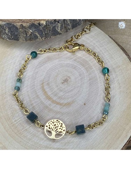 bracelet lithothérapie arbre de vie