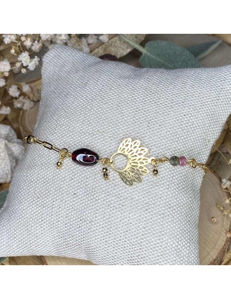 Bracelet ancrage en tourmaline et grenat