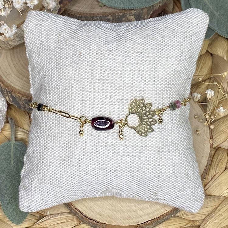 Bracelet ancrage en tourmaline et grenat