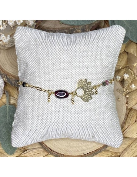 Bracelet ancrage en tourmaline et grenat