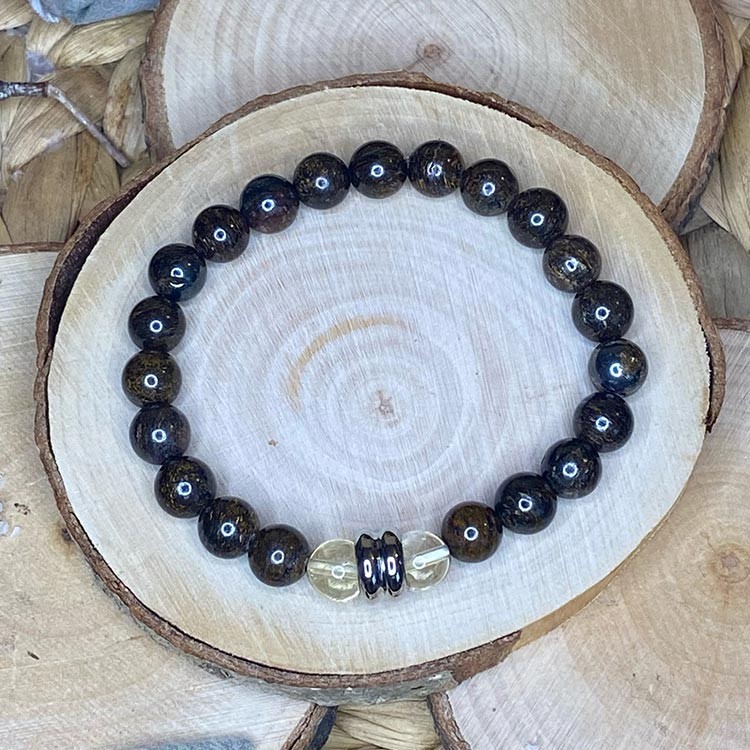 Bracelet en bronzite et citrine Bracelet en bronzite et citrine