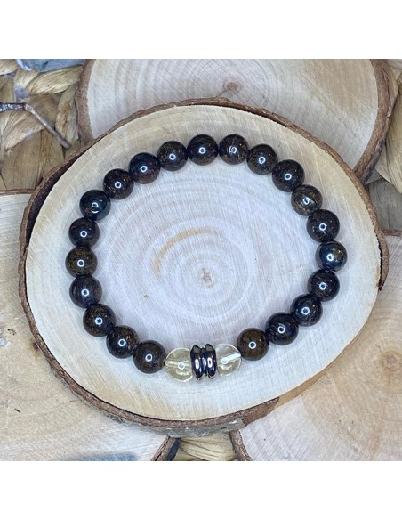 Bracelet en bronzite et citrine Bracelet en bronzite et citrine