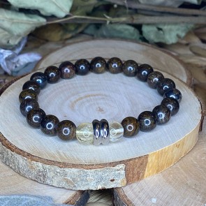 Bracelet en bronzite et citrine
