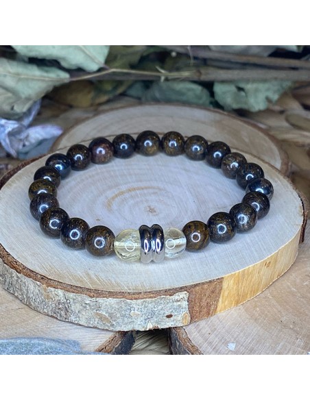 Bracelet en bronzite et citrine Bracelet en bronzite et citrine