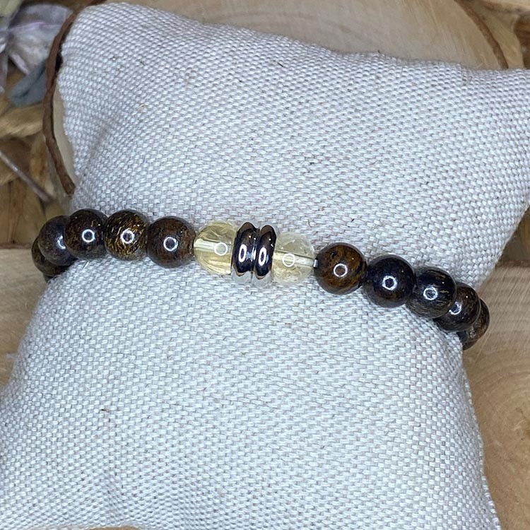 Bracelet en bronzite et citrine Bracelet en bronzite et citrine