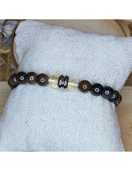 Bracelet en bronzite et citrine Bracelet en bronzite et citrine