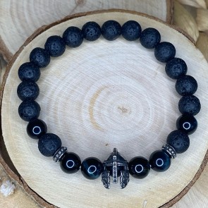 bracelet oeil de faucon et pierre de lave 2