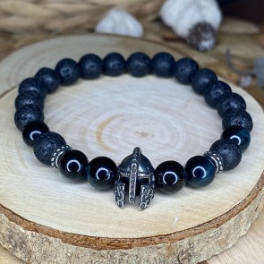 bracelet oeil de faucon et pierre de lave