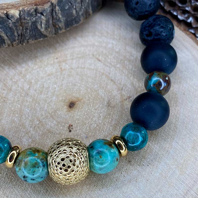 bracelet blue appease en pierres naturelles