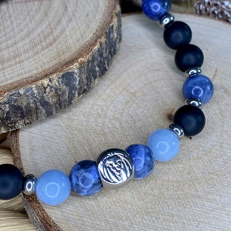 bracelet en sodalite, onyx et angélite