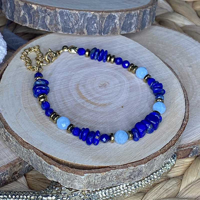 bracelet aigue marine lapis lazuli
